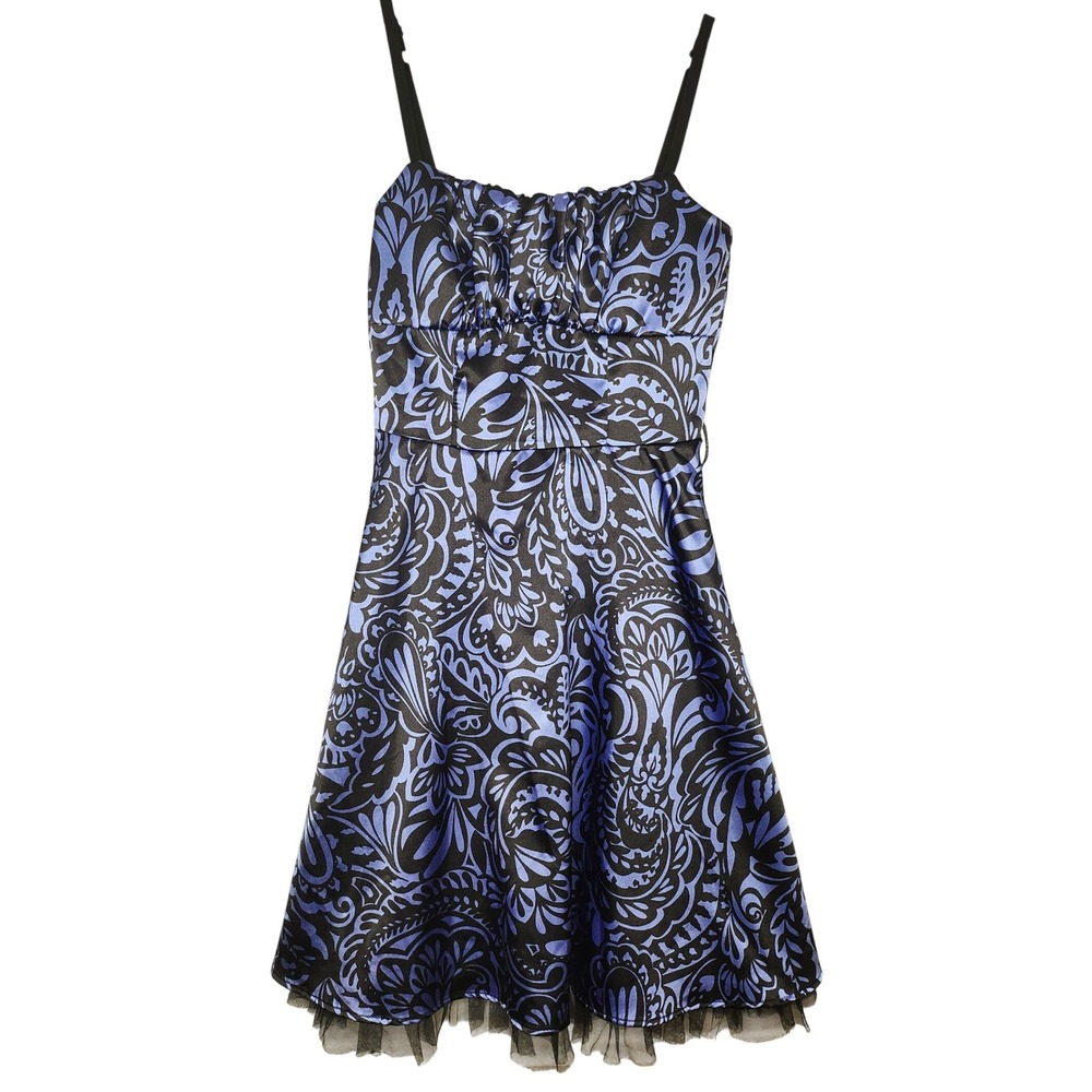 Dressbarn Collection Blue Black Paisley Cocktail Party‎ Dress Size 8